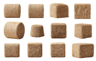 Straw bales in various shapes and angles