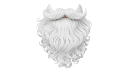 Santa claus beard and mustache isolated on transparent background for christmas