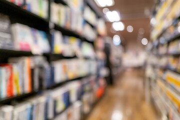書店フロアを表現した抽象的なボケ背景