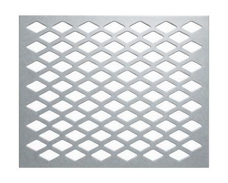 Galvanized perforated panel featuring diamond holes, ideal for outdoor fencing.
