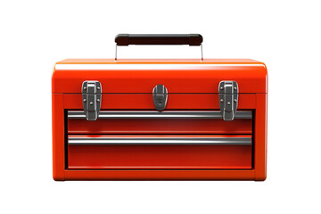 Vibrant red toolbox with silver accents, perfect for organizing tools, supplies, or hardware, offering a modern and professional look for any workshop, garage, or DIY project, ready for anything