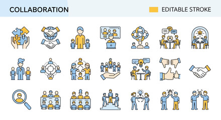 Teamwork and Collaboration Icons A Collection for Effective Communication and Cooperation