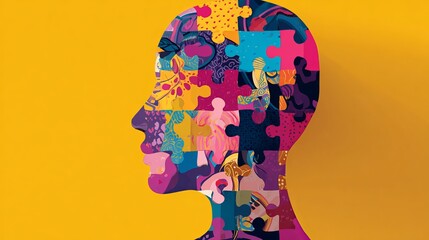 Unleash Your Potential with a Vibrant Puzzle of the Mind, Connect the Dots to Success, Mental Health Awareness, Brain Power, and Creative Thinking