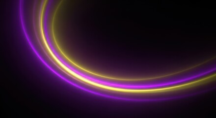 Abstract background with glowing purple and yellow curves on black