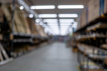 デフォーカスされた木材売り場の抽象背景