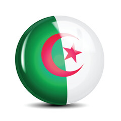 Algeria National Flag Sphere Icon 3D Vector Illustration