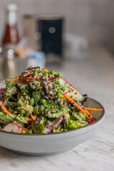 Quinoa Mixed Vegetable Salad on Marble Table
