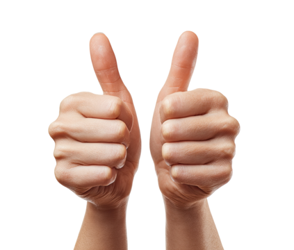 Two hands giving thumbs up,  isolated on black