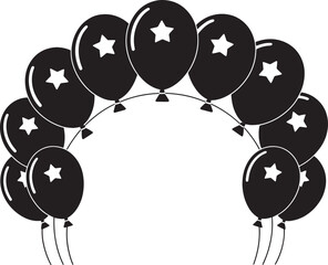 Black Balloon Arch with Star Decoration Celebrating Special Events and Occasions