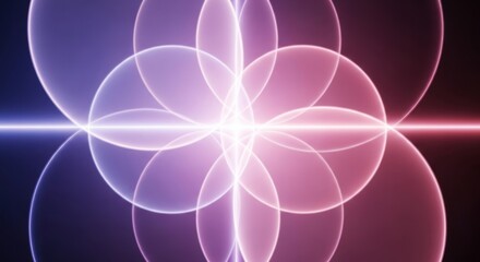 Abstract glowing geometric pattern with radiant light burst and soft gradient hues