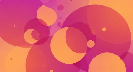 Vibrant abstract circles and bubbles in gradient colors of pink and orange