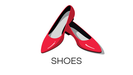 A pair of shiny red pointed-toe women's shoes are displayed on a white background.