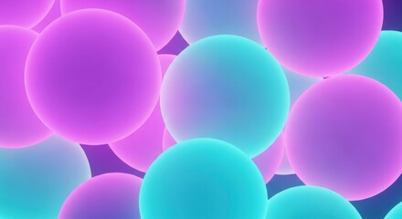 Abstract bioluminescent ovals glowing with vibrant purple and teal hues in a dreamy pattern
