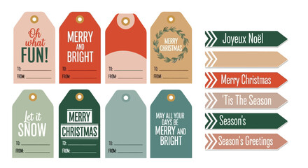 Festive Christmas Gift Tags and Decorative Elements for Holiday Season Celebrations © HUANG