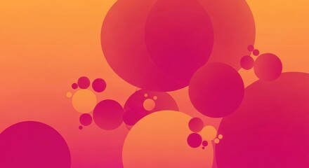 Vibrant abstract spheres in gradient hues of pink and orange background