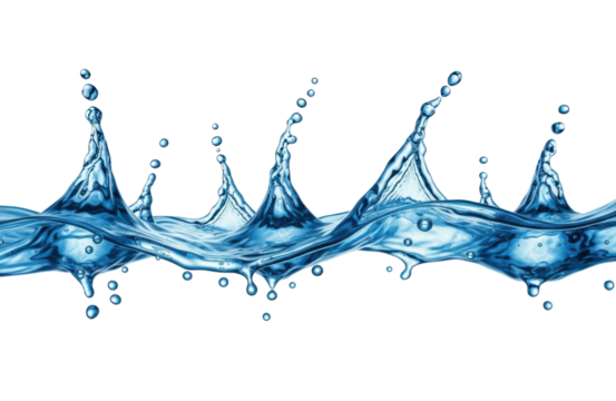 A captivating splash of blue water freezes a moment of dynamic energy, isolated on transparent background the intricate details of the waters movement are beautifully displayed