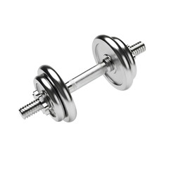 Dumbbell PNG. Adjustable chrome dumbbell for physical exercices isolated. silver metal dumbbell with weight plates, perfect for fitness, home gym, and strength training visuals PNG