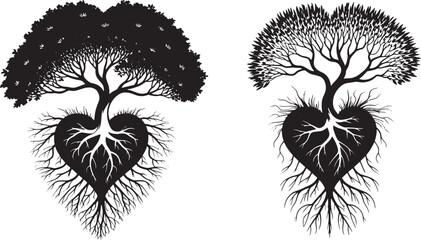 Heart Shaped Tree Vector Illustration Symbolizing Love and Growth in Nature