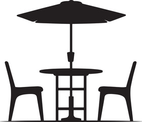 Outdoor dining illustration of a table umbrella and two chairs vector