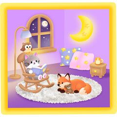 Moonlit Bedtime Reading Scene