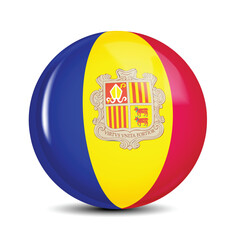 Andorra National Flag Sphere Icon 3D Vector Illustration
