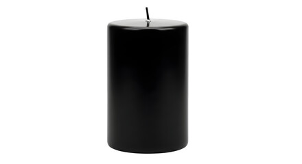 Single black pillar candle isolated on transparent background creating a simple and elegant image for various decorative and memorial purposes
