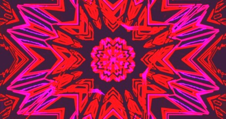 Seamless tunnel video loop with bright pink and red patterns for immersive screensaver experience