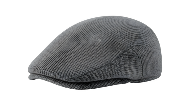 A stylish gray flat cap with a textured surface, isolated on transparent background - Powered by Adobe