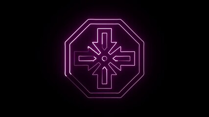 Glowing neon line Meeting Point icon with pulsing locator animation. Navigation symbol animation HD video isolated on black background
