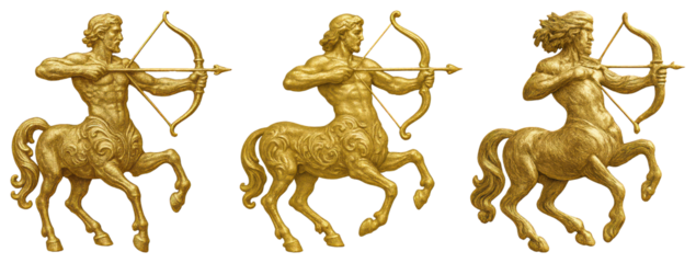 Golden centaur archers in motion