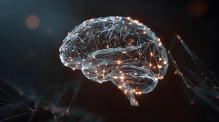 Conceptual illustration of a digital brain with glowing nodes and connections