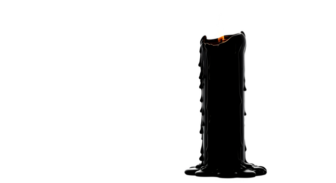 A black candle isolated on transparent background with dripping wax, creating a dramatic and eyecatching visual element for any project