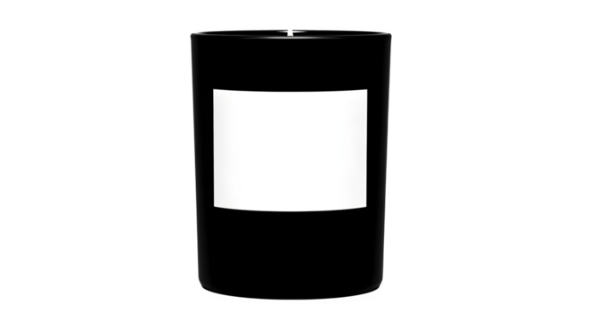 A black candle in a glass jar isolated on transparent background, perfect for adding a touch of elegance to any space or occasion - Powered by Adobe