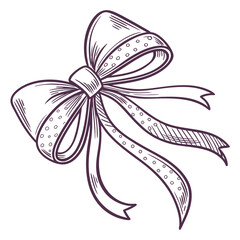 Hand-Drawn Decorative Ribbon Bow  Vintage Sketch Illustration