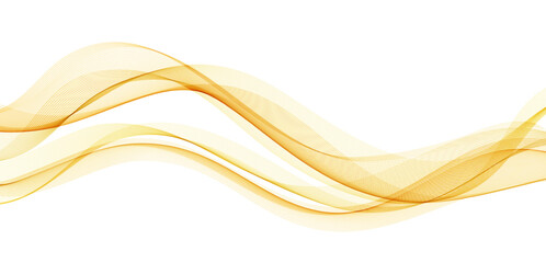 Soft Gold Gradient Transparent Wave Background. Colorful Flowing Wavy Smoke Lines isolated on white background. Vector illustration
