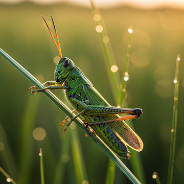grasshopper on the grass