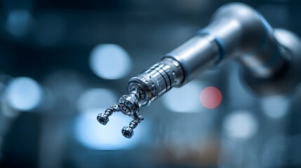 Close-up of a surgical robot arm with a blurred background