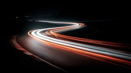 Nighttime race track with blurred lights creating a stunning visual effect
