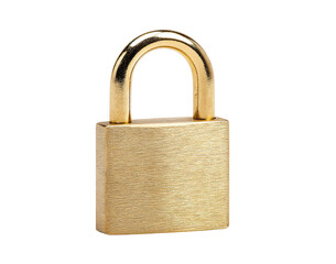 Naklejka premium Golden Padlock Front View isolated on a transparent background