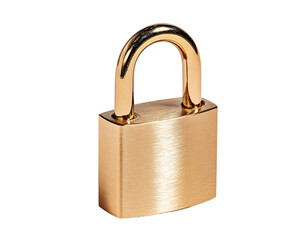 Fototapeta premium Golden padlock with rounded corners isolated on a transparent background