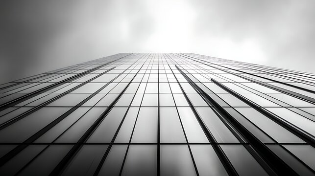 Abstract modern city architecture background with repeating skyscraper glass windows, blue sky reflection, and geometric steel pattern - Powered by Adobe