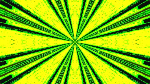 Dynamic tunnel video loop creating an immersive experience in neon green and black hues for modern screensaver displays