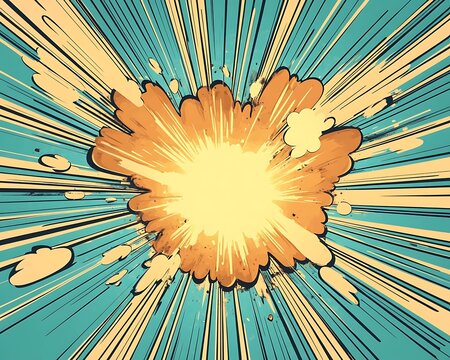 VIntage retro comics boom explosion crash bang cover book design with light and dots. Can be used for decoration or graphics