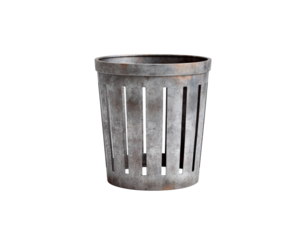 Metal Trash Can with Vertical Slits isolated on a transparent background
