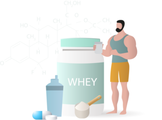 Man using whey protein for sports nutrition