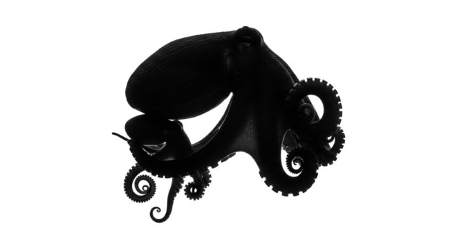 isolated octopus family silhouette illustration png on transparent background, sea animal asset - Powered by Adobe