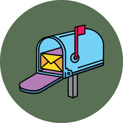 Colorful Mailbox Vector with Envelope &ndash; Communication Icon for Postal, Message, and Notification Design