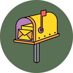 Flat Design Mailbox with Letter &ndash; Communication Symbol