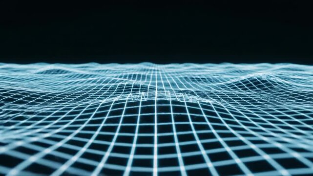 Abstract Grid Landscape: A mesmerizing digital grid morphs and flows, depicting a dynamic, three-dimensional landscape with an aura of technological innovation and modern design.