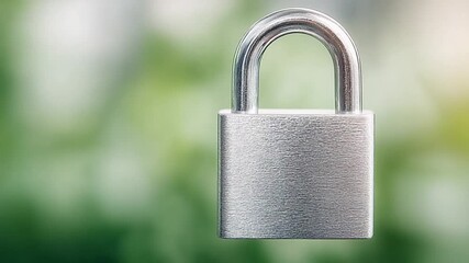 Lockdown: A gleaming padlock stands as a symbol of security, its metallic surface reflecting a backdrop of lush green foliage, invoking a sense of protection and privacy.